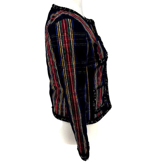 J. Crew Holiday Tartan Plaid Quilted Collarless Jacket w/ Pockets Sz 0 NWT - Picture 6 of 15